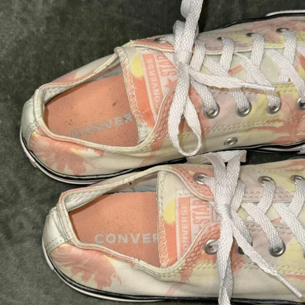 Converse Chuck Taylor All Star‎ Sneakers Juniors 5 White Pink Palm Trees Low Top
